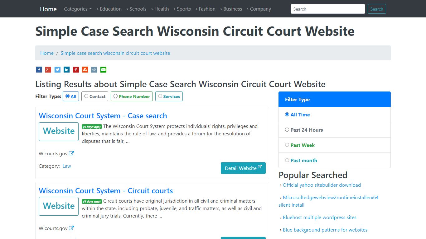Simple Case Search Wisconsin Circuit Court Website